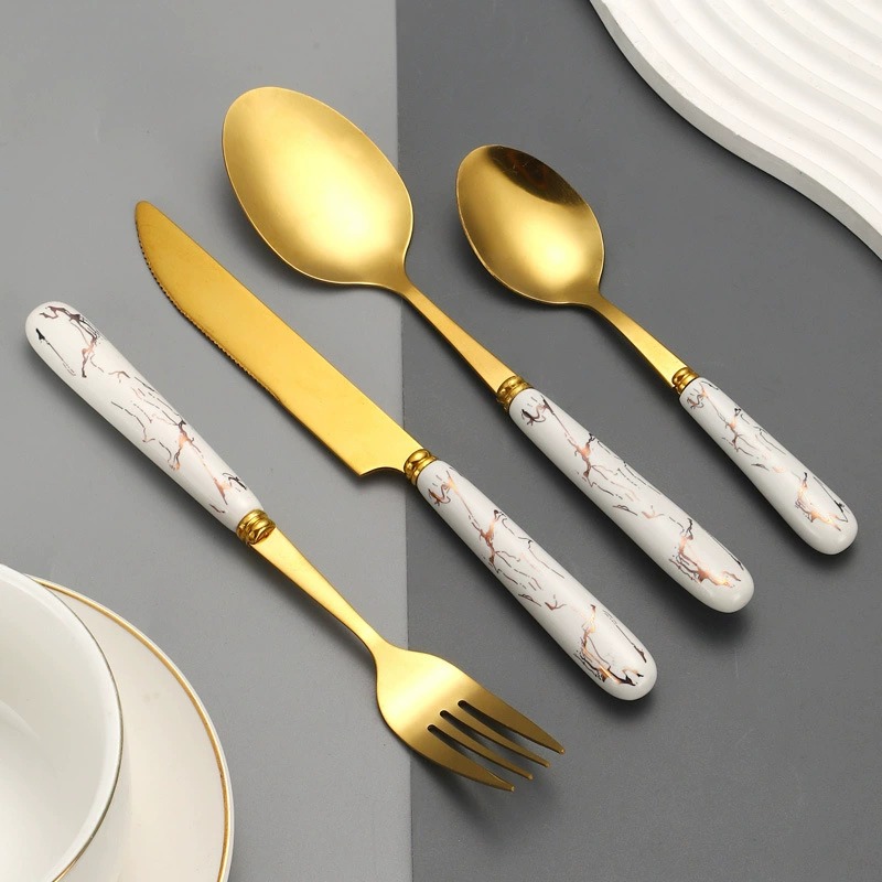 Marble Handle Portable Cutlery